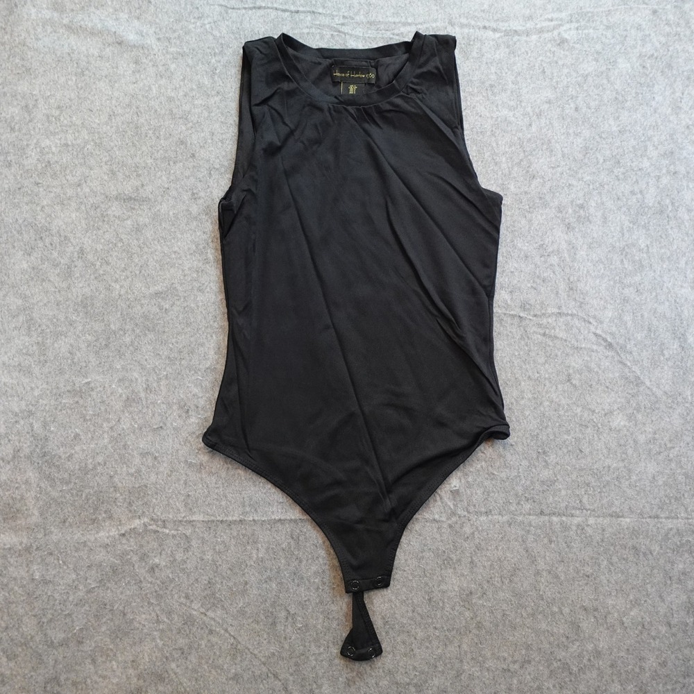 House of Harlow 1960 Bodysuit Women Small Black Sleeveless Crew Neck Stretch